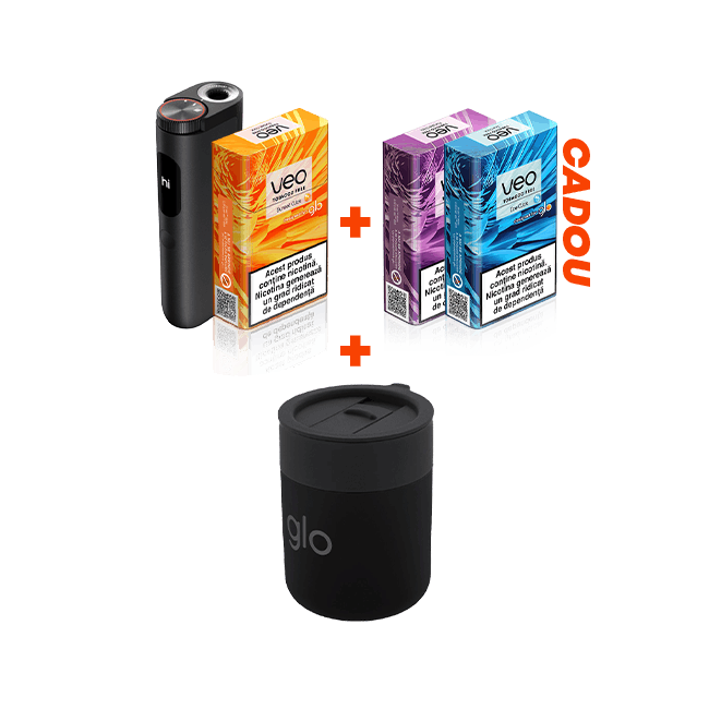 Starter Kit glo™ Hyper Pro & 1 pachet veo™ designed for glo™ + 2 pachete CADOU + Travel Cup